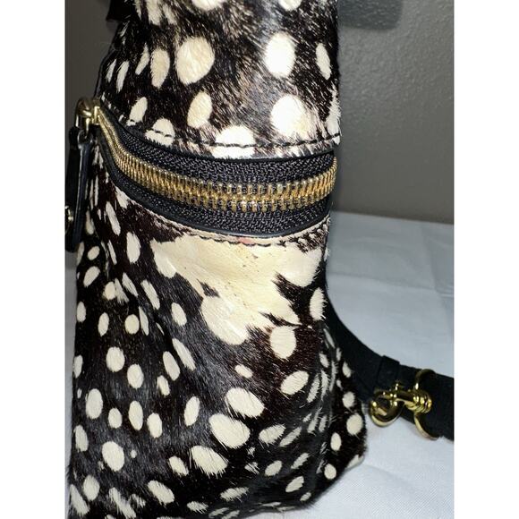 Henri Bendel Jetsetter Backpack Calf Hair Leopard Black Cream PROJECT READ - Picture 10 of 16